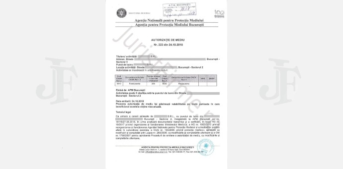 Autorizatie de Mediu restaurant